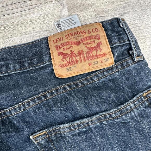 Levis 527 Jeans Mens 32x30 Dark Wash Whiskered Relaxed Bootcut Red Tab Modern - Picture 8 of 8